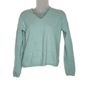 APT. 9 Green CASHMERE V-NECK SWEATER